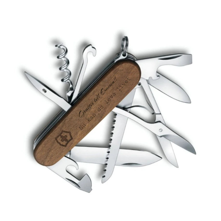 Victorinox Huntsman Wood - Fickkniv med namn