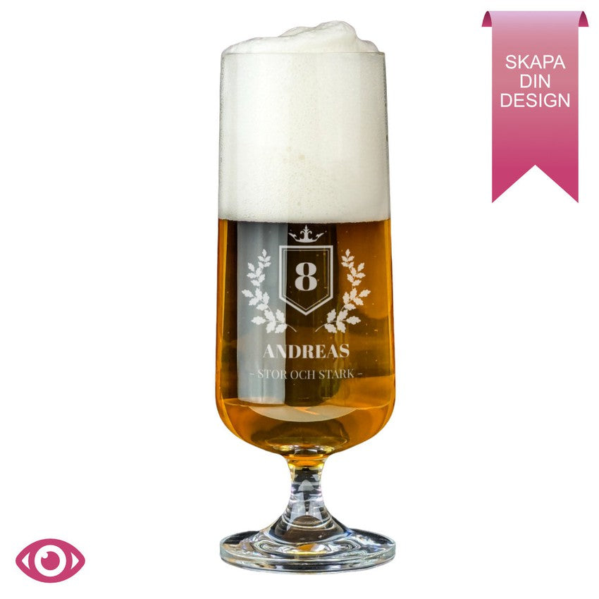 Ölglas med gravyr - Sköld