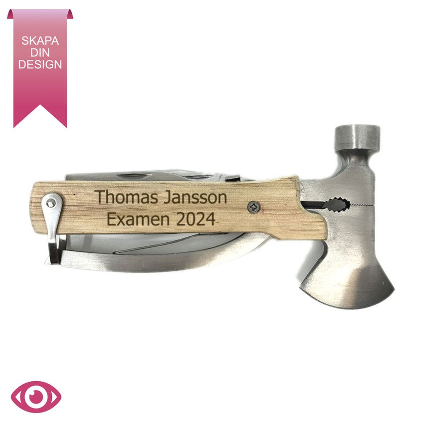 Orrefors Hunting multiverktyg i trä med personlig gravyr