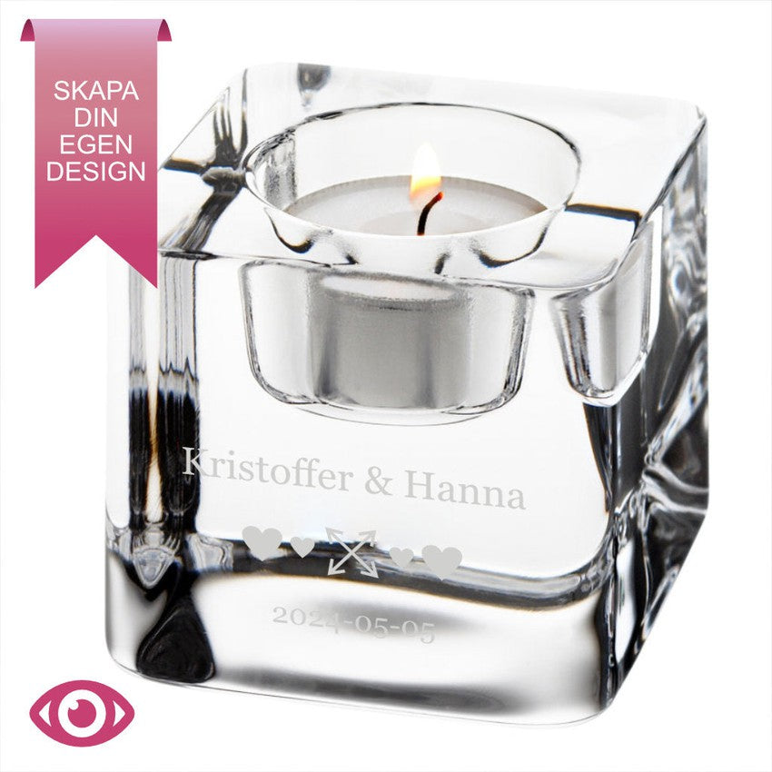 Orrefors Ice Cube ljuslykta - Kärlek