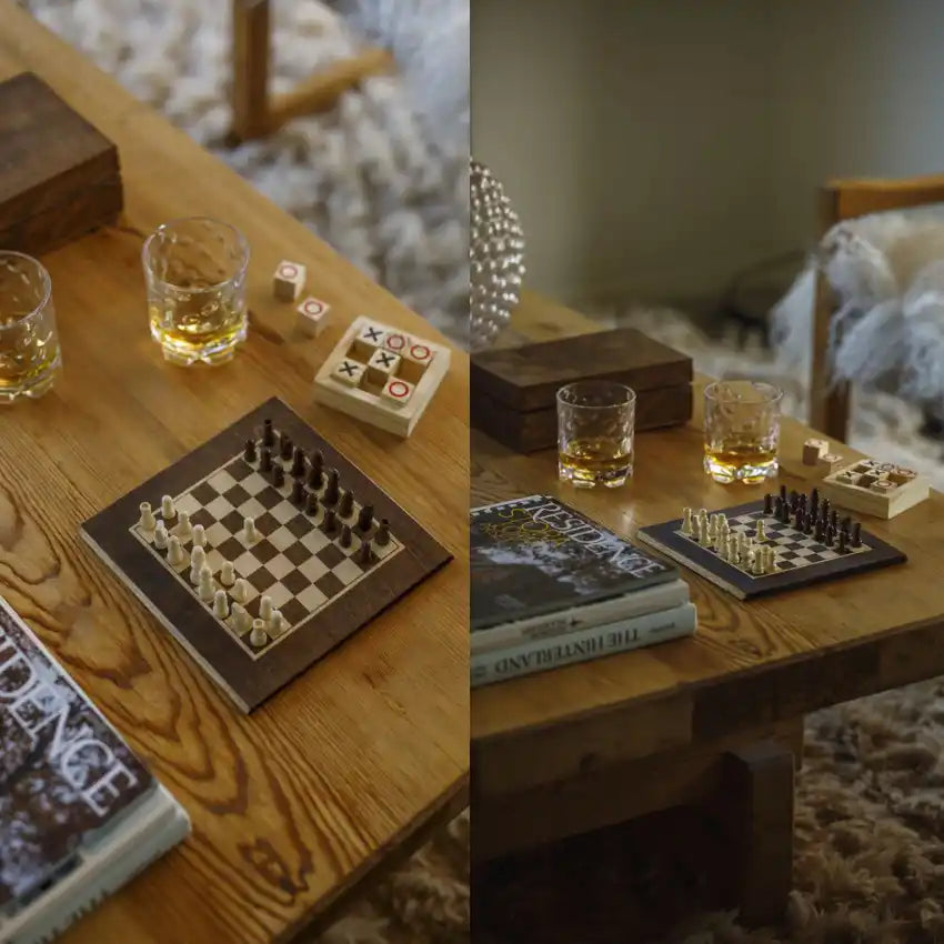 Spelset - Fler spel och drinkset med personlig mässingsskylt