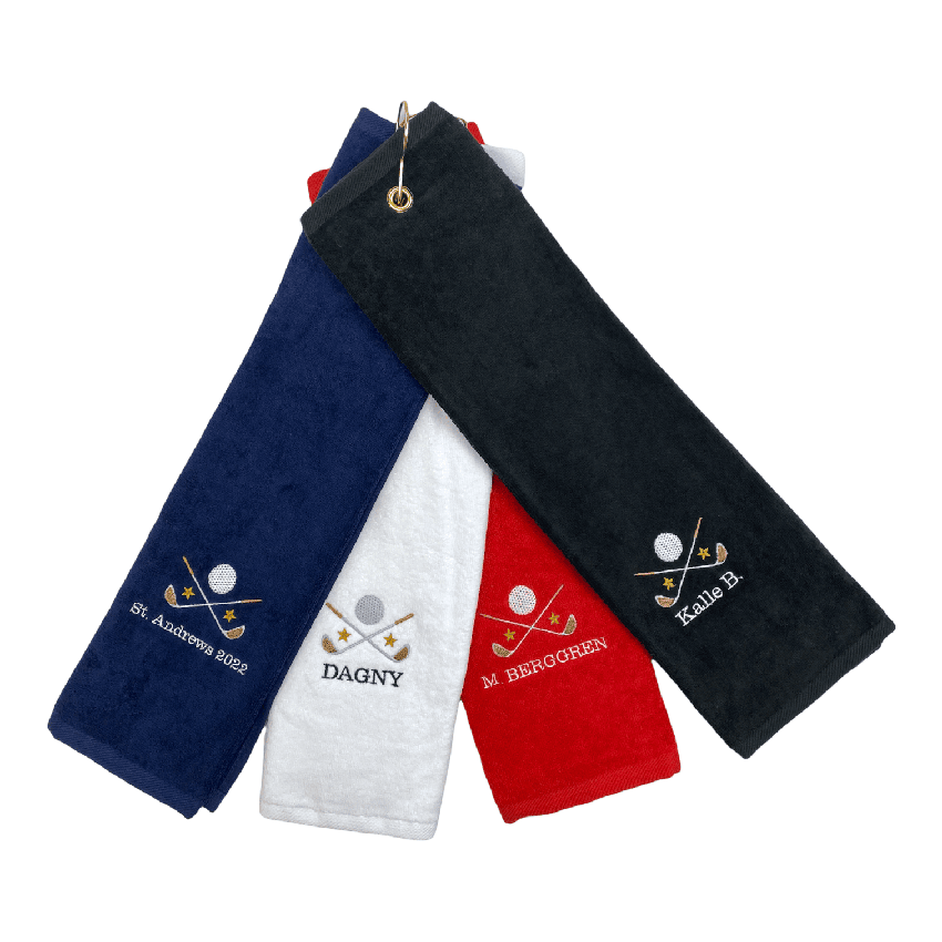 Golfhandduk med broderat namn