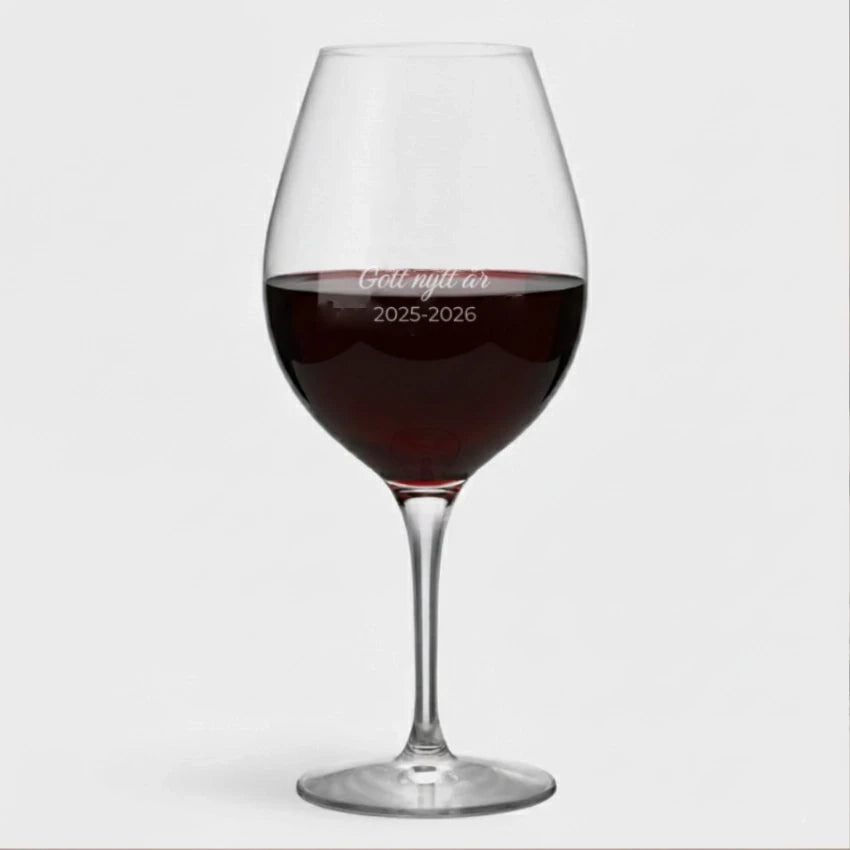 Rödvinsglas Orrefors More med gravyr