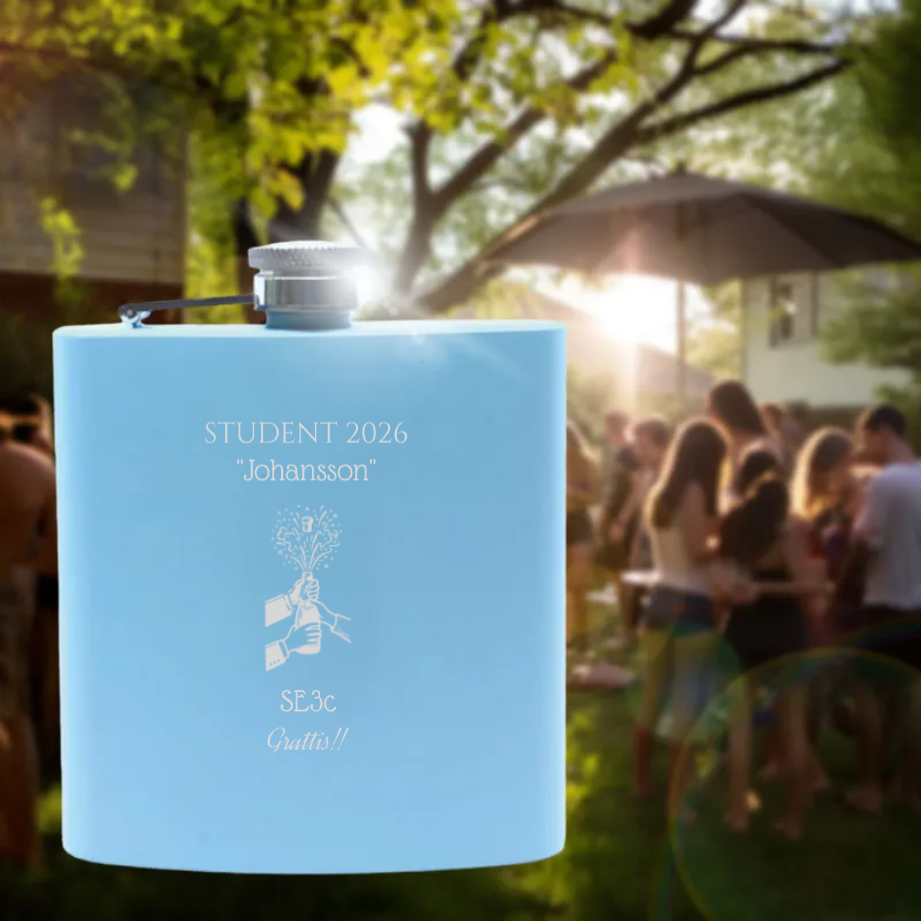 Studenpresent i form av plunta med gravyr