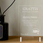 Graverat diplom i glas - studentpresent