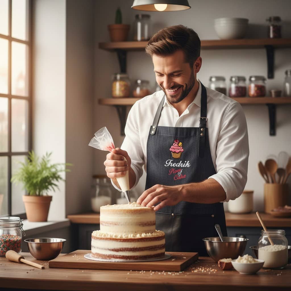 Förkläde picece of cake med eget namn