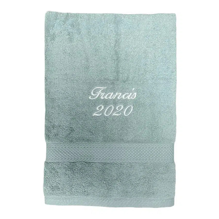 Handduk med namn - aqua - kursiv text