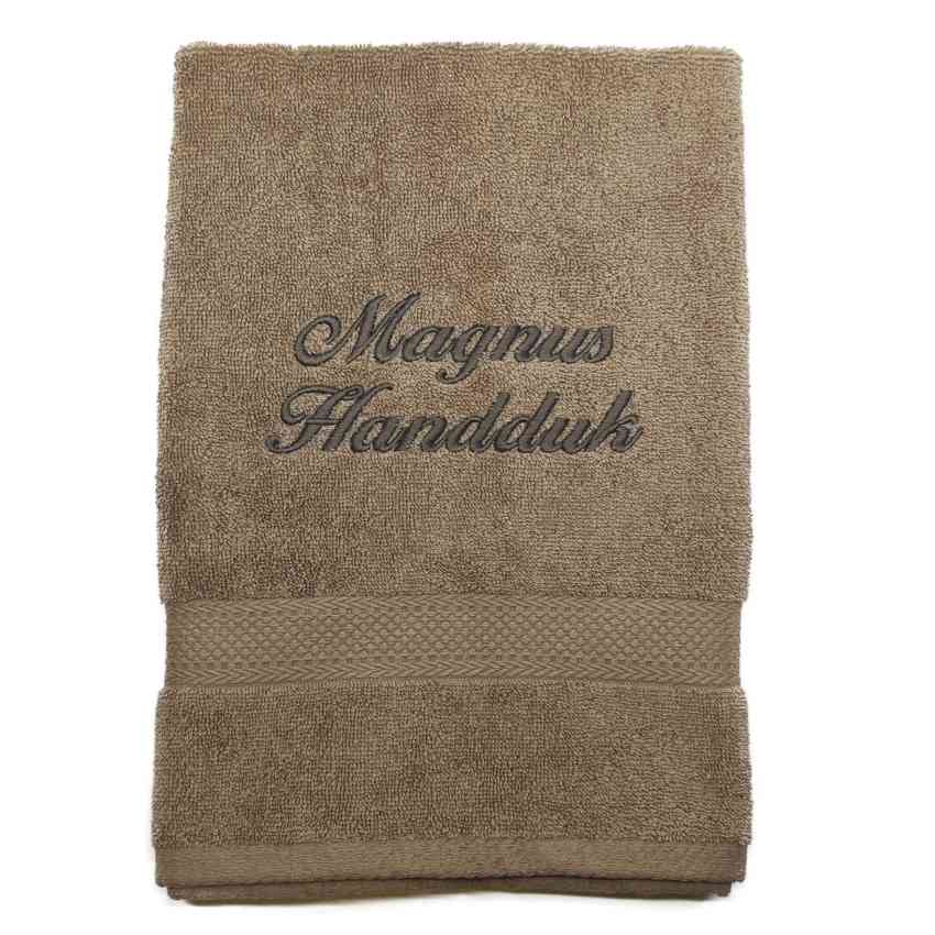 Handduk kursiv text - Nougat