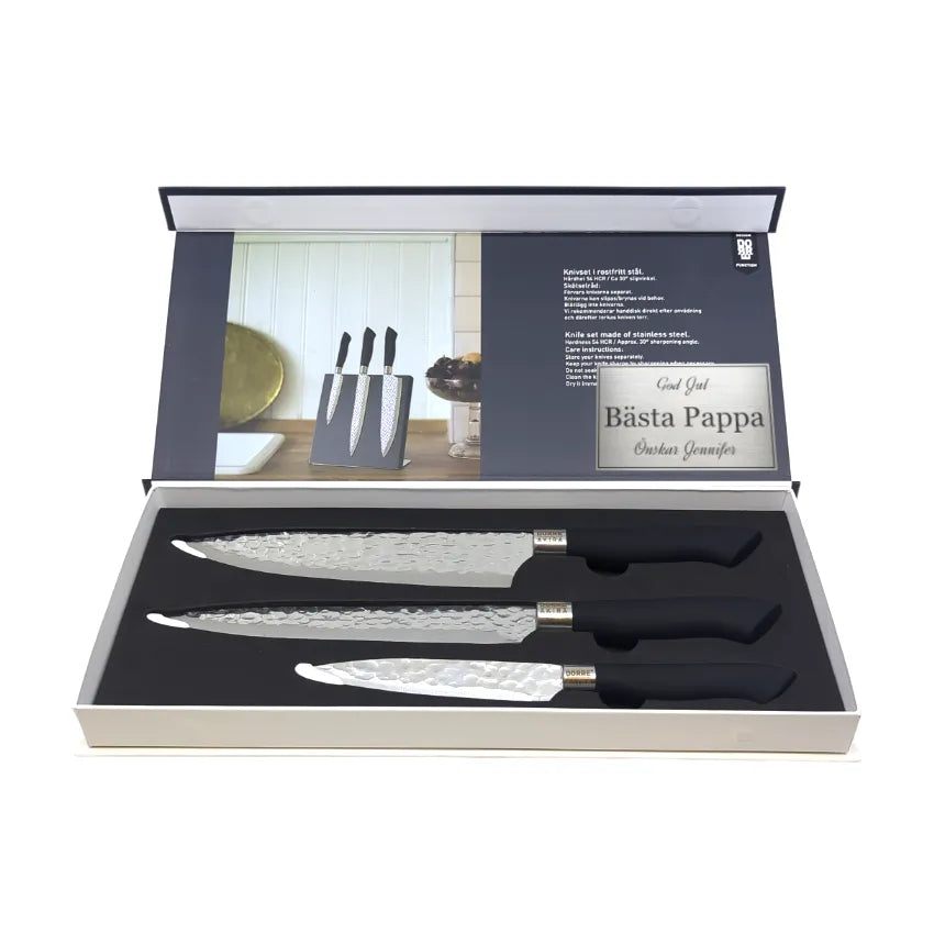 Knivset med personlig hälsning - Svart