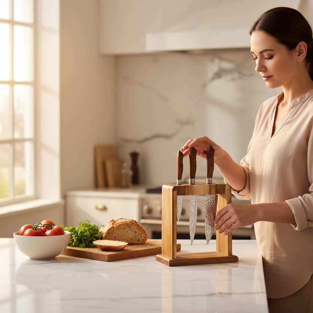 Dorre Kaira knivställ i acaciaträ