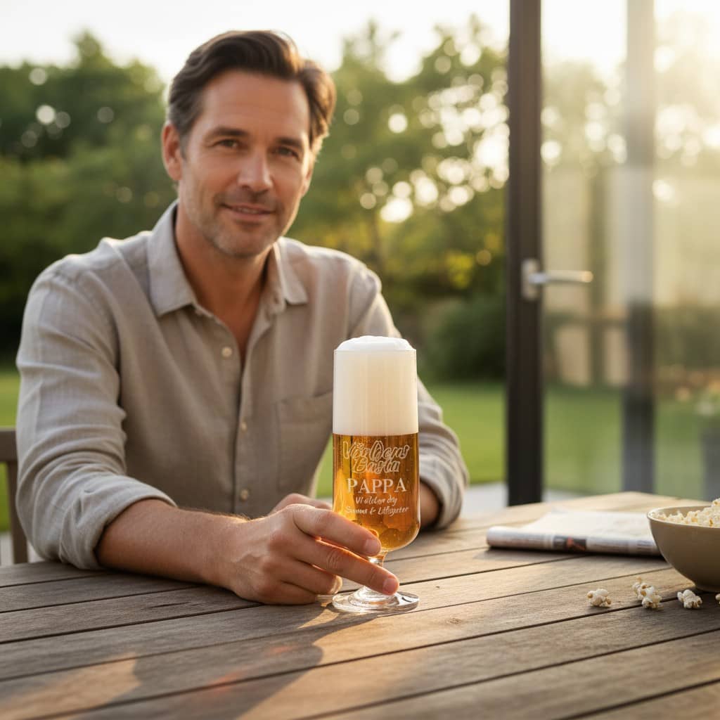 Bild på ölglas till världens bästa pappa - glaset är graverat med personlig gravyr