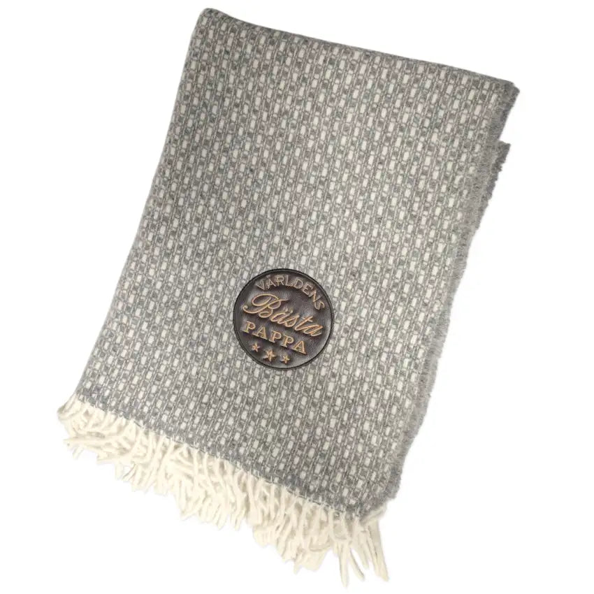 Broderad ullpläd från Kosta Linnewäfveri