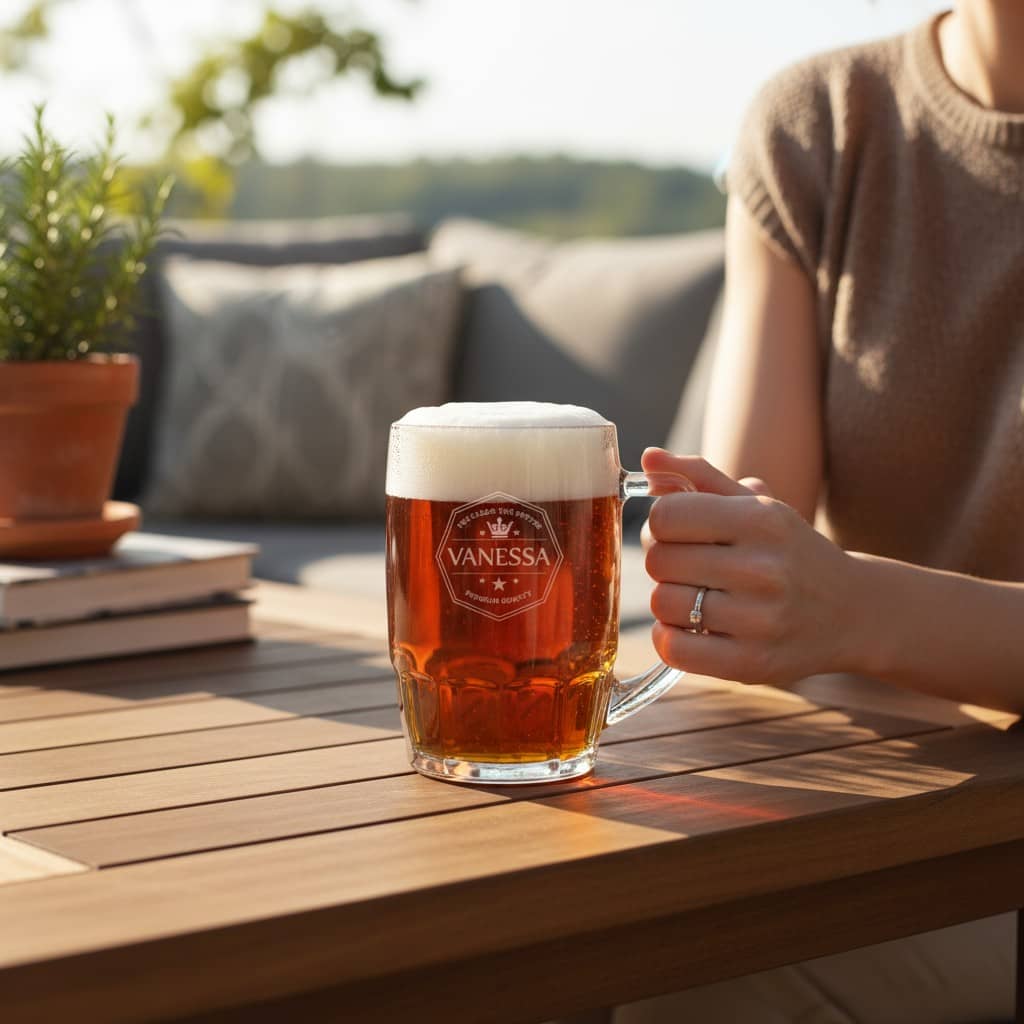 Personligt ölglas med lasergraverad Sigill-design