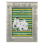 medgravyr Moomin photo frame in pewter-finish metal with engraved character details, perfect for christening gifts.