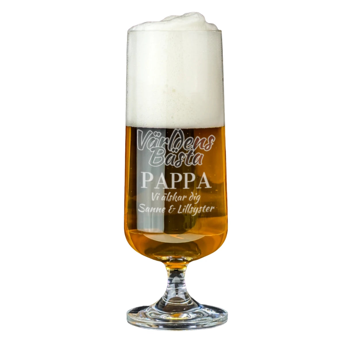 Graverat ölglas fars dag