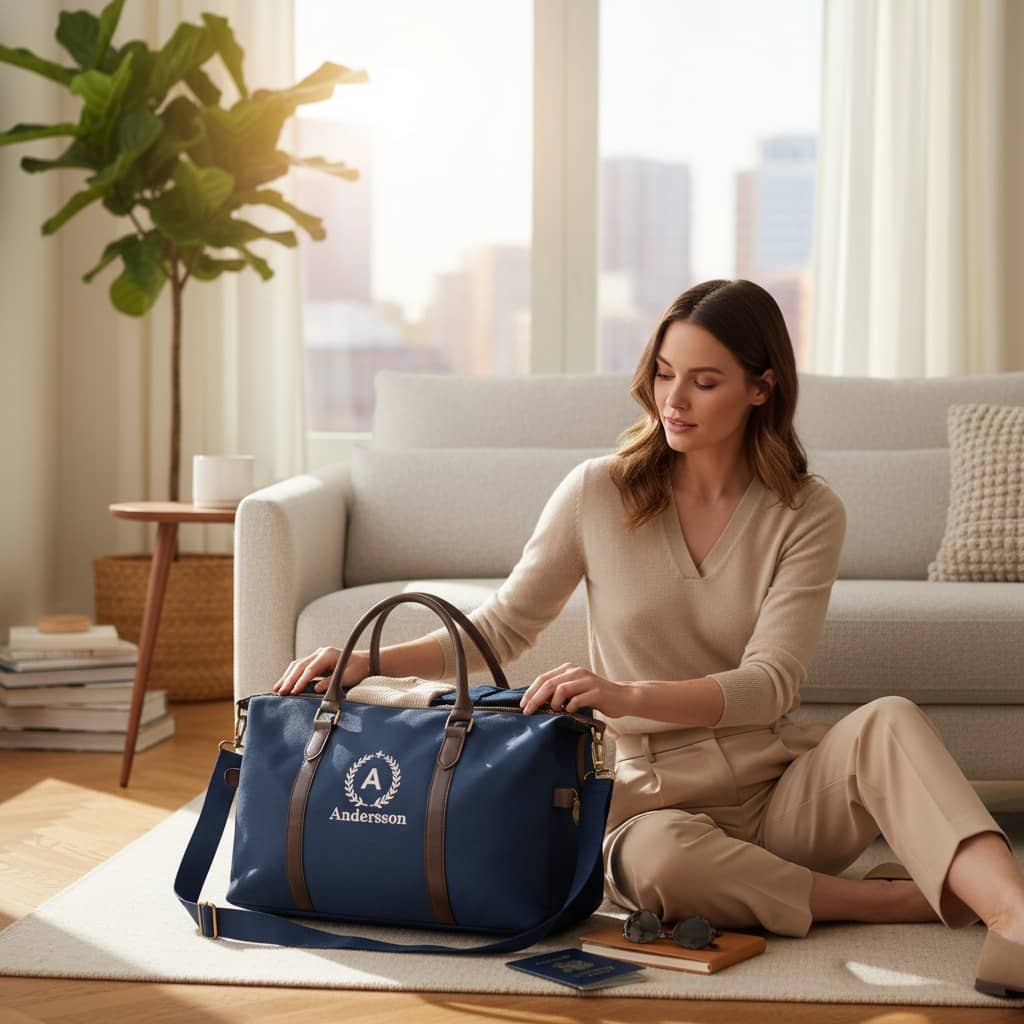 Weekendväska marinblå - Krans