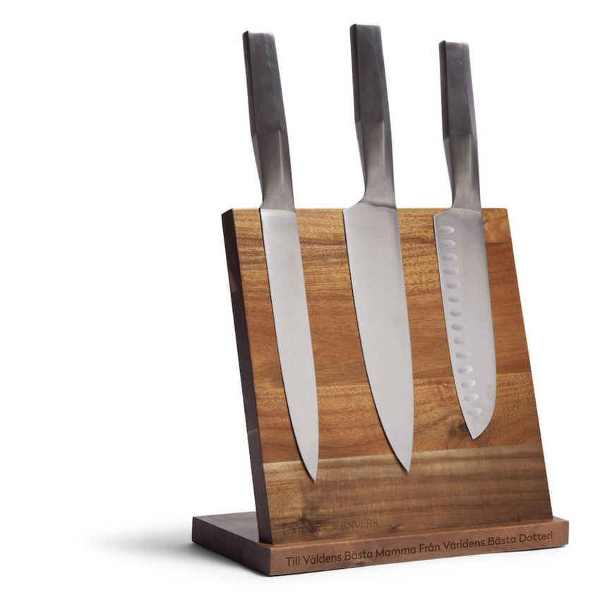 Personlig present - Graverat knivstöd i trä
