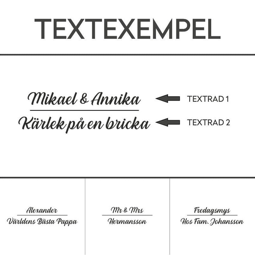 Rund skärbräda med graverad text