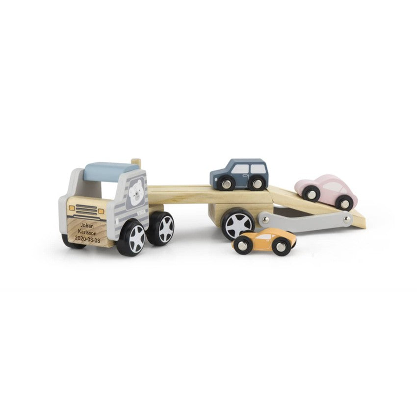 Biltransport i trä med personlig gravering