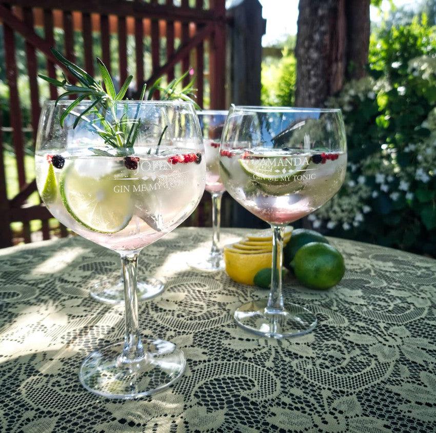 Gin och tonicglas med gravyr - Vintage