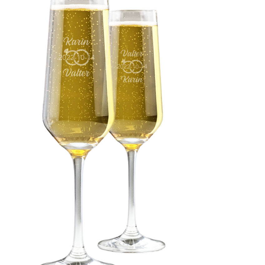 Champagneglas med gravyr - Bröllop (2-pack)