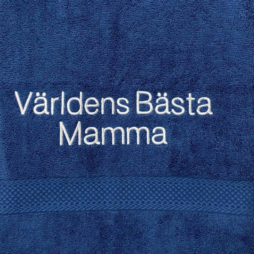 Handduk med namn - marin - rak text