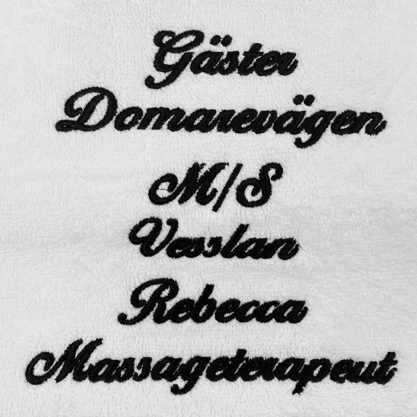 Handduk med namn - vit - kursiv text