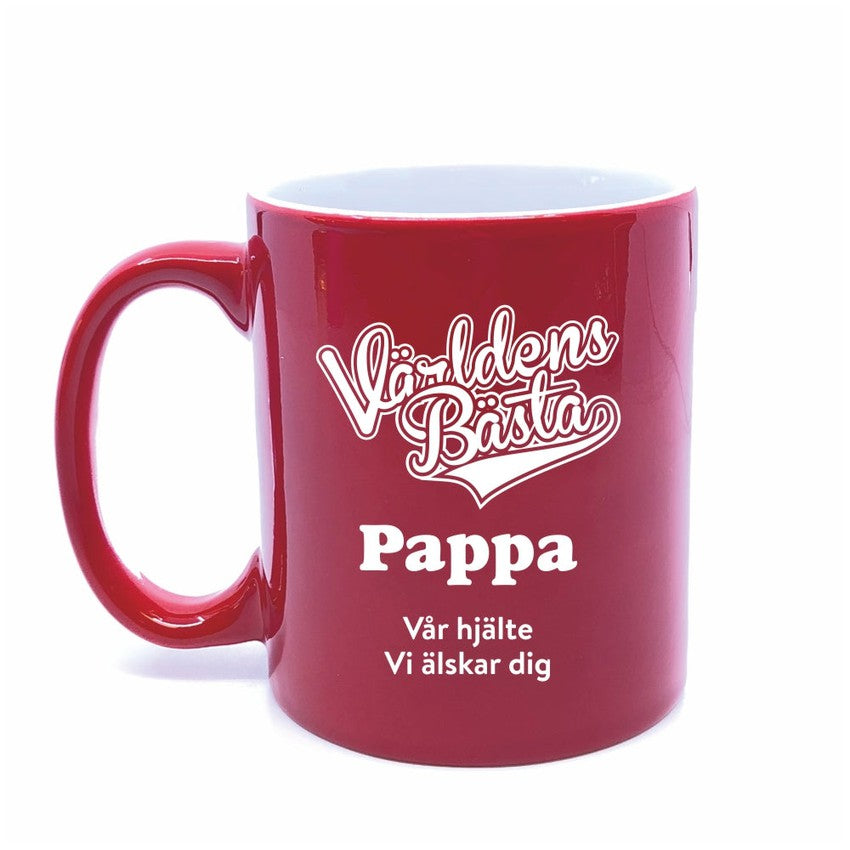 Röd kaffemugg med namn - Världens bästa