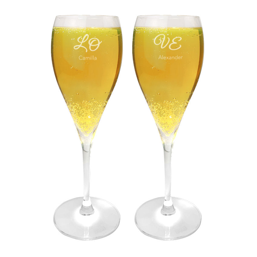 Cavaglas med personlig gravyr - Love (2-pack)