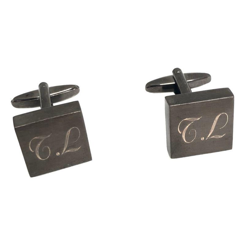 Graverade manschettknappar square - Black