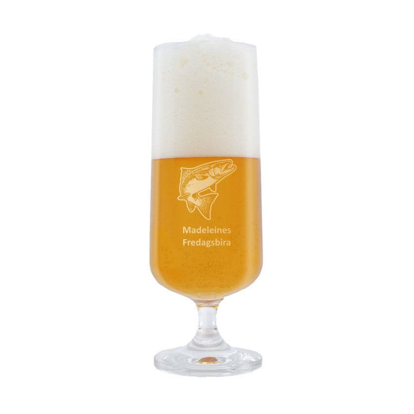 Ölglas med gravyr - Fiske