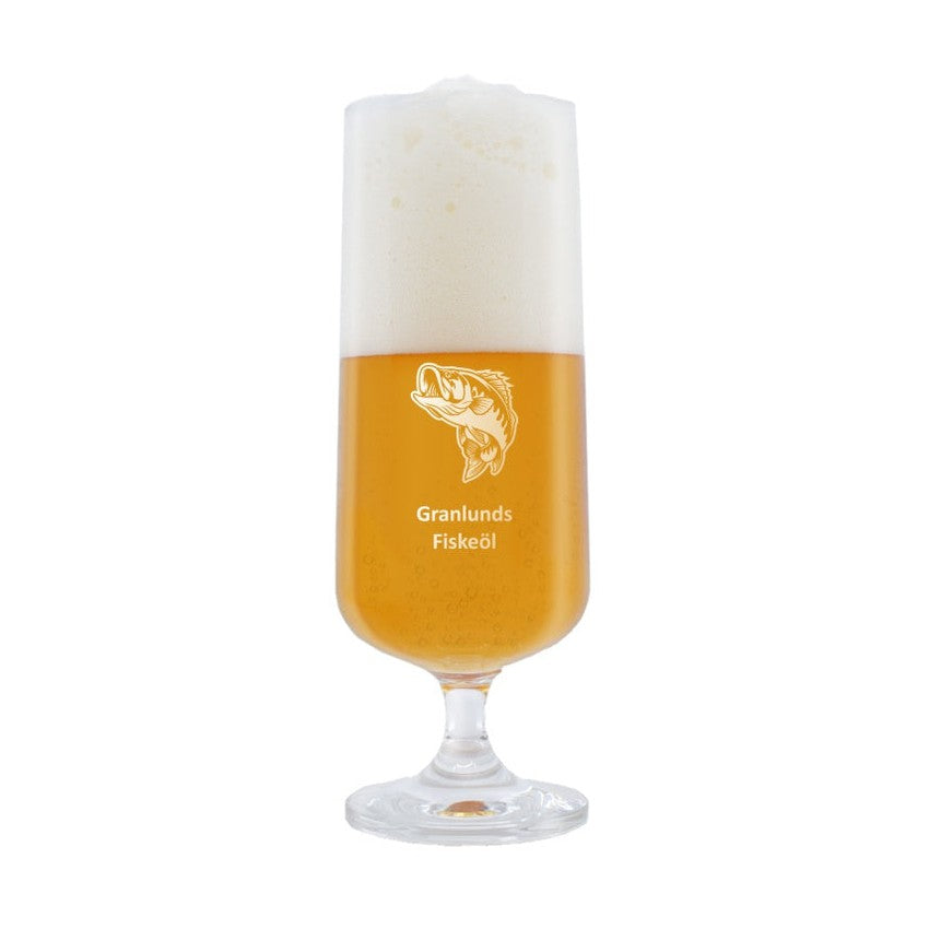 Ölglas med gravyr - Fiske