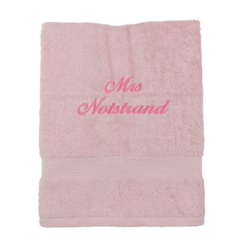 Handduk med namn - rosa - kursiv text