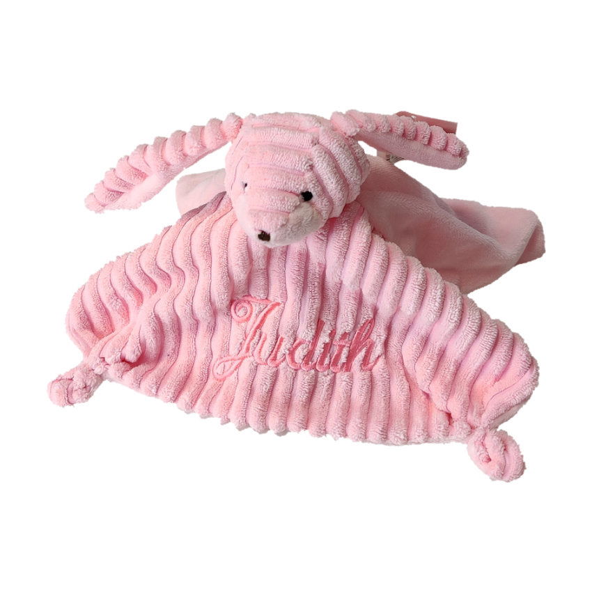 Snuttefilt med broderat namn - Kanin