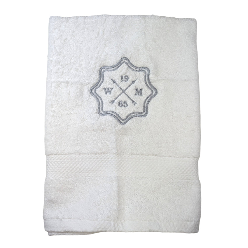 Handduk med emblem och initialer - vit