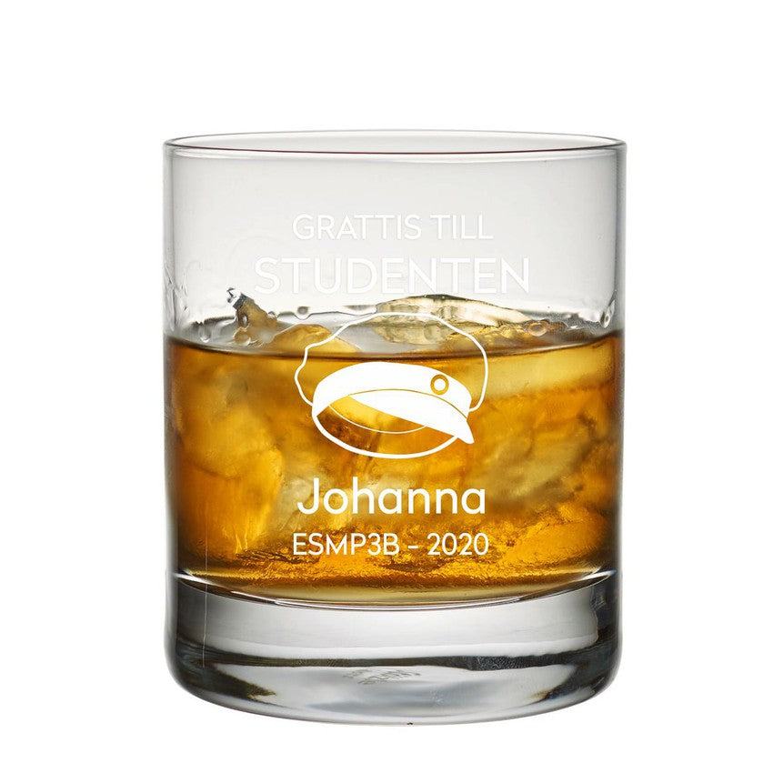 Studentpresent - whiskyglas med gravyr